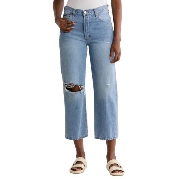 NEW Etica Altin Loose Fit Crop Button-Fly‎ Jeans Ithaca/Lighter Wash Size 25